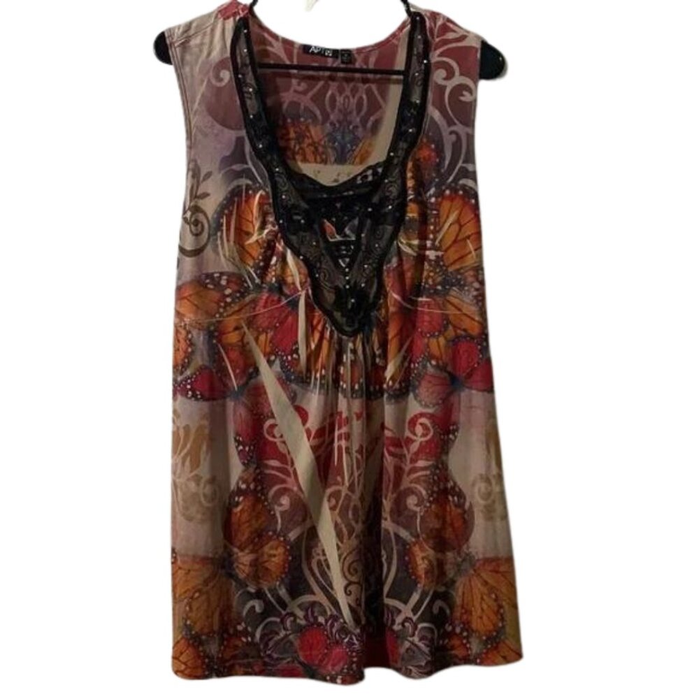 Apt 9 Orange Butterfly Tunic Tank Top Size 1X
